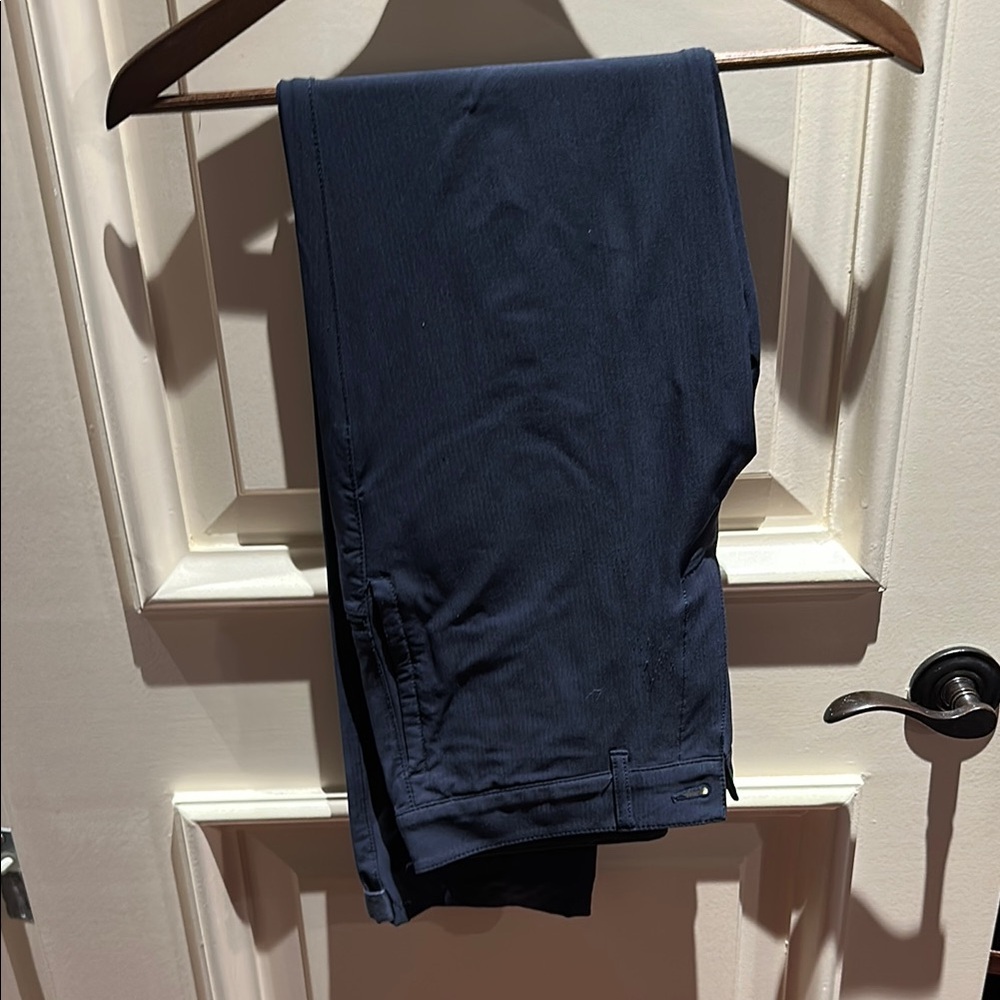 Performance Blue Dress Pants with Straight-Leg Cut